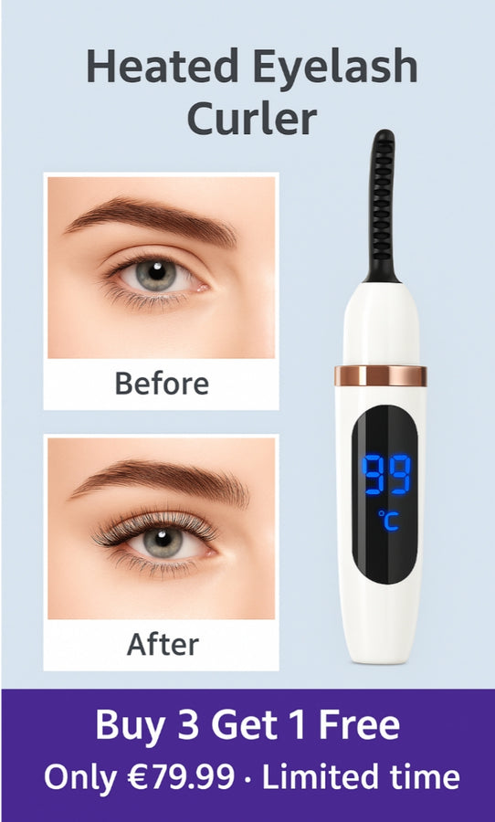 LumaCurl™ before and after lash curling – official image showing real results using the heated eyelash curler