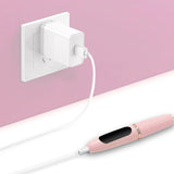 LumaCurl™ heated lash curler charging with USB – official image showing plug-in and cable design