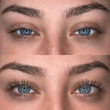 LumaCurl™ before and after lash curling – official image showing real results using the heated eyelash curler