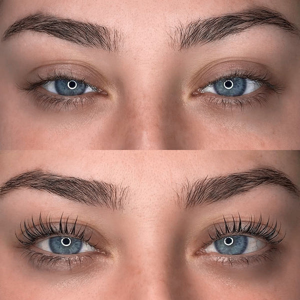 LumaCurl™ before and after lash curling – official image showing real results using the heated eyelash curler