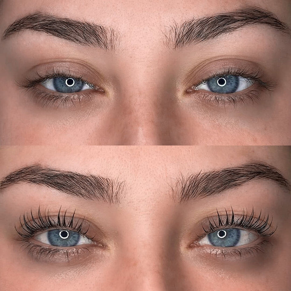 LumaCurl™ before and after lash curling – official image showing real results using the heated eyelash curler